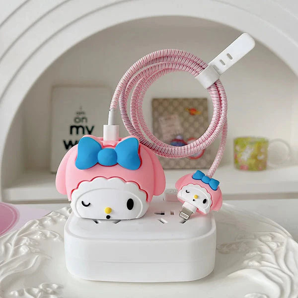 New Kuromi 20W iPhone Silicone Charger Cover – Blue Bow Sanrio Protector