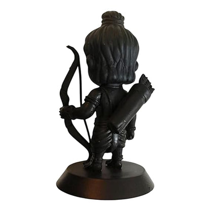 Lord Ram Dash Buddy – 12 cm Matte Black Idol with Bow and Quiver on Pedestal