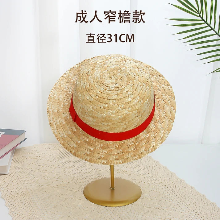 One Piece Monkey D. Luffy Straw Hat Cosplay Hat with Red Band