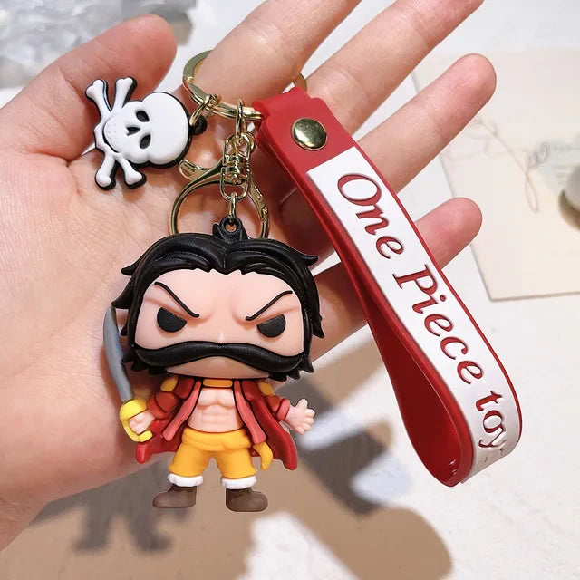 One Piece Moustache Captain Rubber Keychain – Red Strap