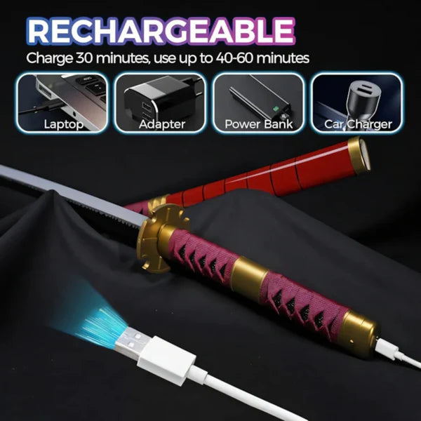 One Piece Roronoa Zoro Sandai Kitetsu LED Wooden Katana Sword 104 cm