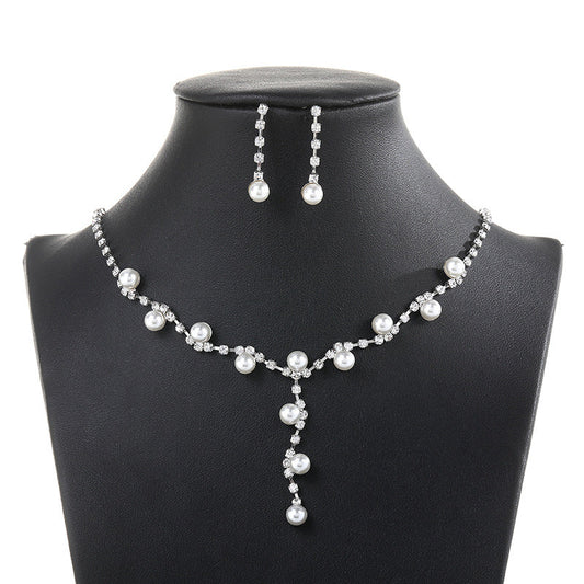 Pearl & Crystal Pendant Necklace Set – Elegant Drop Bridal Jewelry