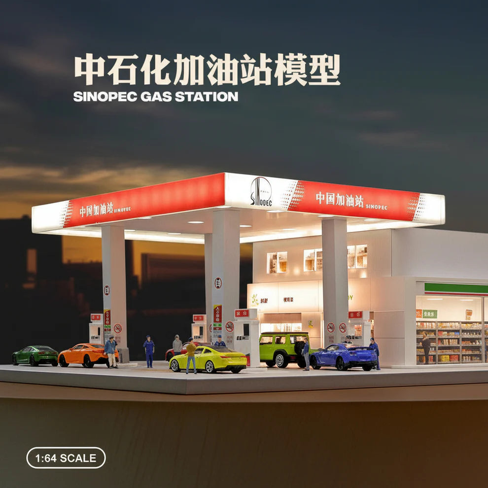 1:64 Scale SINOPEC Petrol Pump Diorama – Miniature Gas Station Display Scene