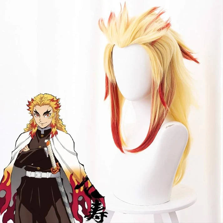 Demon Slayer Kyojuro Rengoku Yellow & Red Flame Anime Cosplay Wig