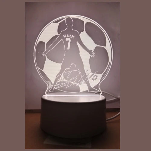 Ronaldo 3D LED Night Lamp – Football Inside Ball Silhouette Acrylic Light