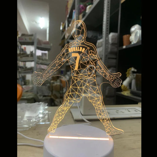Ronaldo Wins 3D LED Night Lamp – Geometric Silhouette Football Acrylic Light