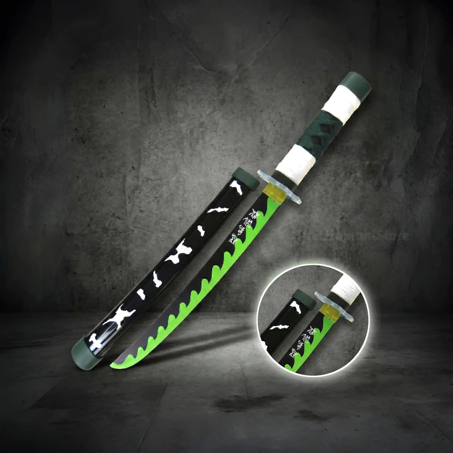 Demon Slayer-Sanemi Inspired Mini Wooden Katana – 42 cm Anime Display Replica