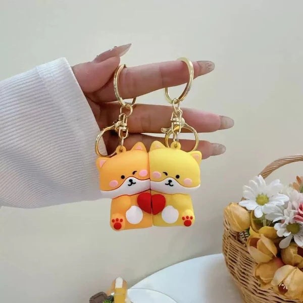 Magnetic Couple Keychains Set – Cute Cartoon Pair Keyring (Set of 2)