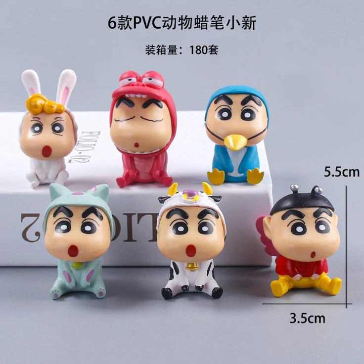 Shinchan Animal Cosplay Mini Set – 6 Pcs 5.5 cm PVC Figures