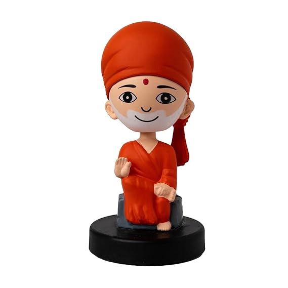 Shirdi Sai Baba Bobblehead – 11 cm Blessing Pose on Round Pedestal