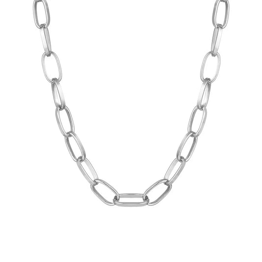 Silver Retro Punk Style Thick Chain Necklace – Bold Statement Jewelry