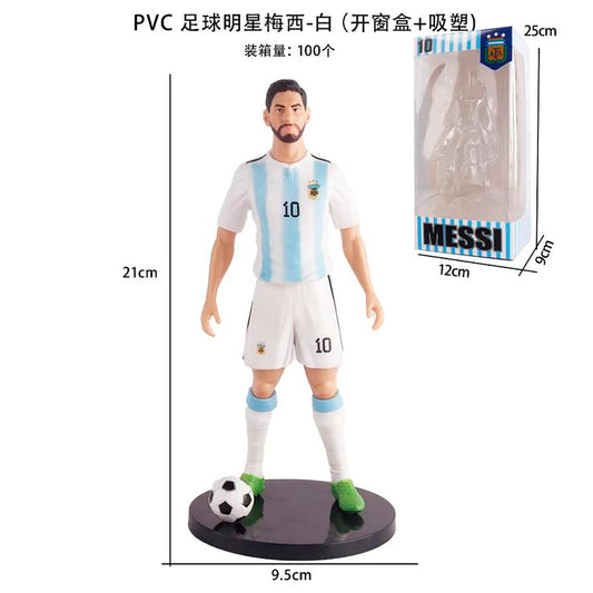Sky Blue & White No.10 National Team Football Legend PVC Statue with Ball