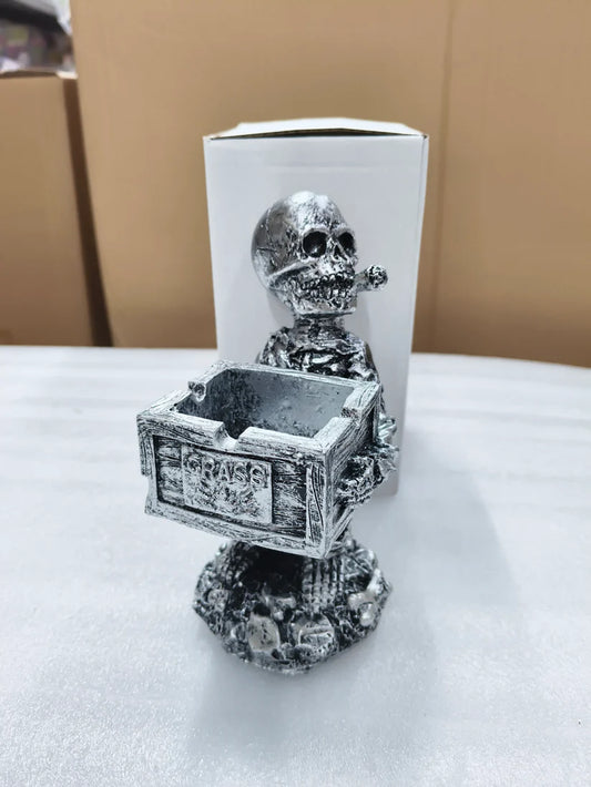 Smokin’ Reaper Crate Ashtray – Standing Skeleton with Box Bowl