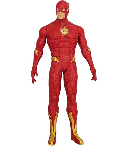 Red superhero figure with gold accents on a white background