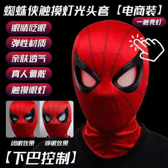Spider-Man LED Mask with Touch & Jaw Control – Light-Up Eye Cosplay