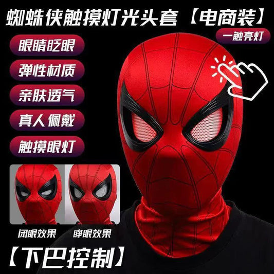 Spider-Man LED Mask with Touch & Jaw Control – Light-Up Eye Cosplay