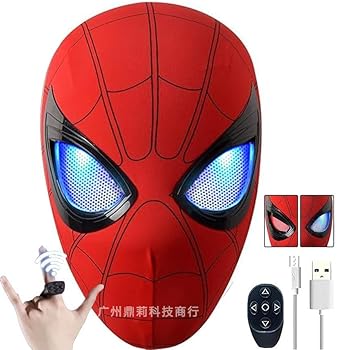 Spider-Man LED Mask with Finger Remote – Eye Blink Light-Up Cosplay Helmet
