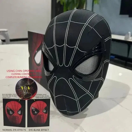 Black Spider-man LED Mask with Finger Remote – Light-Up Eye Cosplay