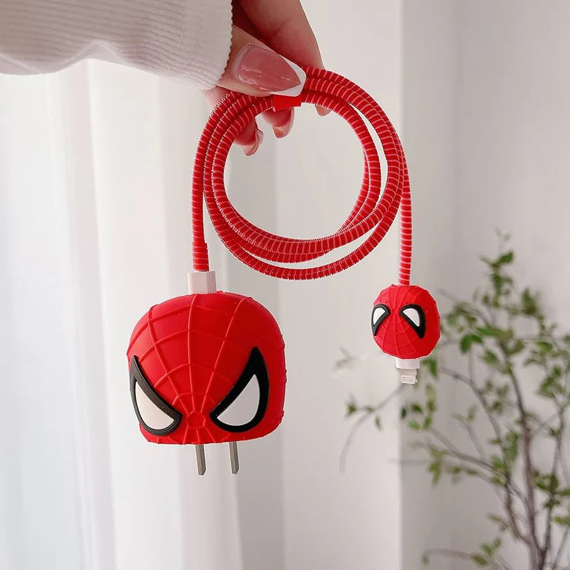 Spidy 20W iPhone Silicone Charger Cover – Spider-Man Red Protector Set
