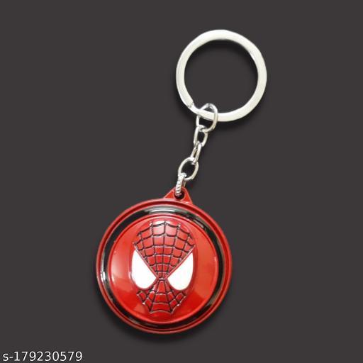 Spidey Rotating Face Keychain – Red Emblem, Metal Ring