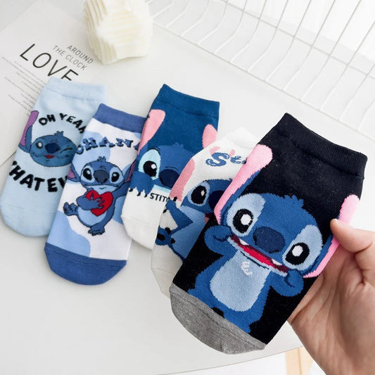 Stitch Cartoon Character Ankle Socks Set (Pack of 5)