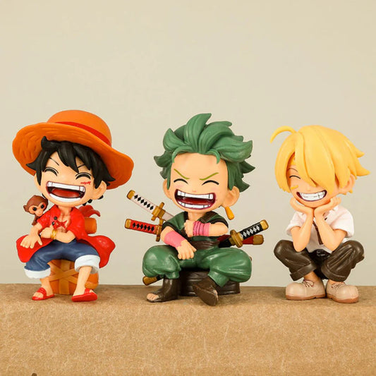 One Piece Straw Hat Chibi Trio Figure Set (Luffy Zoro Sanji)