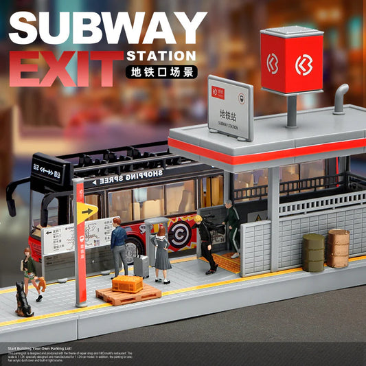 1:64 Scale Subway Exit Station Diorama – Miniature Metro Street Scene