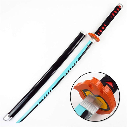 Demon Slayer-Tanjiro Blue fire Inspired Wooden Katana – 104 cm Anime Display Replica