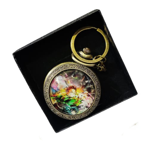 Tanjiro Anime Vintage Pocket Watch Keychain – Water Breathing Art