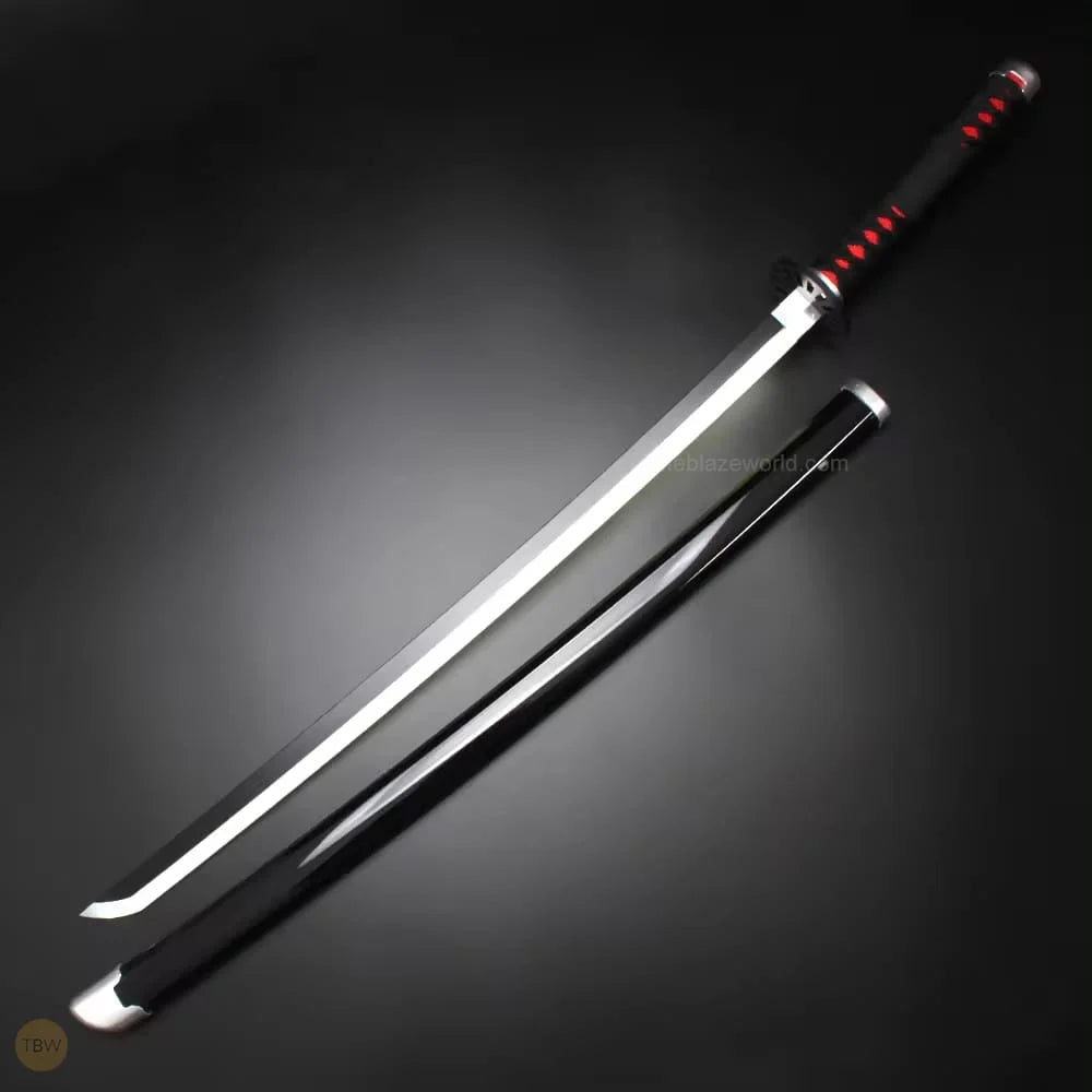 Demon Slayer-Tanjiro Black **LED** Nichirin Style Anime Katana – Cosplay Collectible Prop
