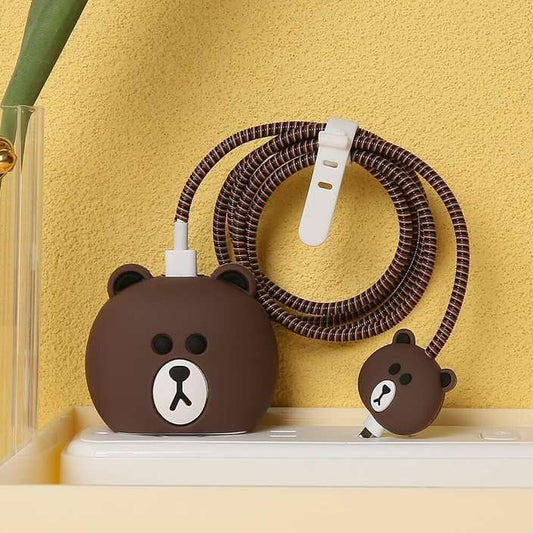 Teddy Brown 20W iPhone Silicone Charger Cover – LINE FRIENDS-Inspired Bear Protector