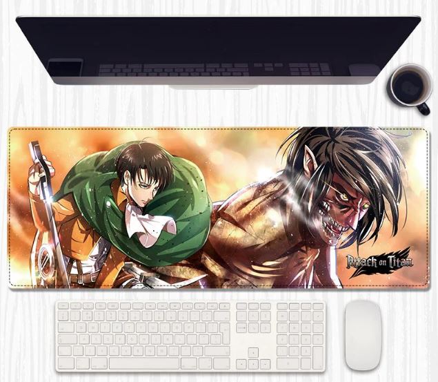 Titan Slayer Desk Mat 80×30 cm – Extended Keyboard & Mouse Pad with Anti‑Slip Rubber and Stitched Edges