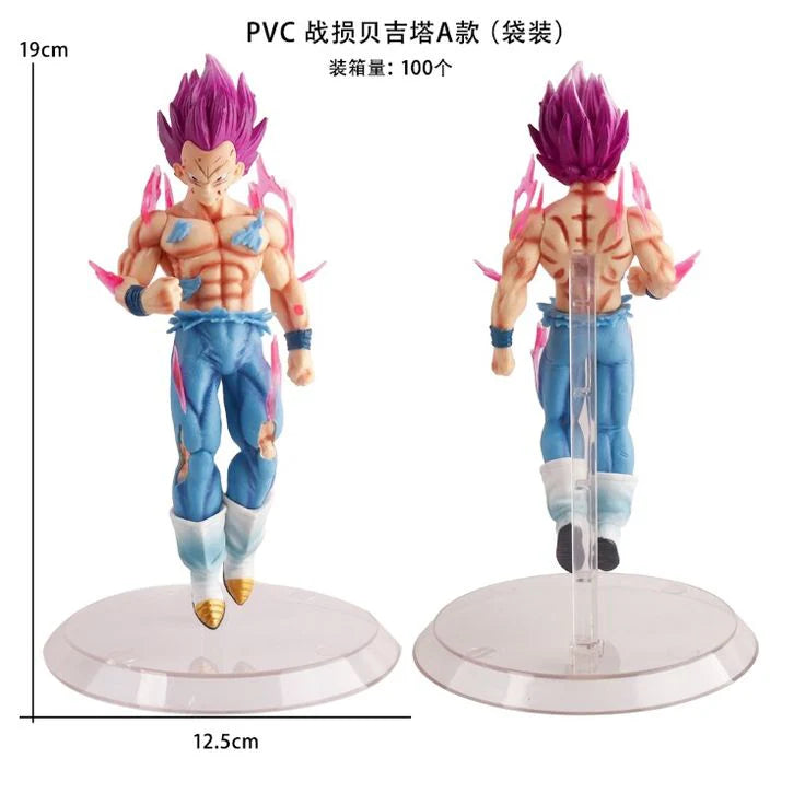 Ultra Ego Prince – 19 cm Battle‑Damaged Purple Aura Vegeta PVC Figure