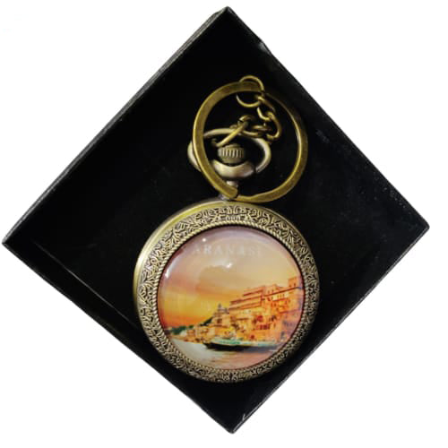 Varanasi Ganga Ghat Vintage Pocket Watch Keychain – Sunset City Souvenir