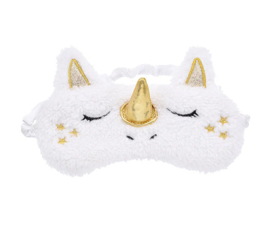 White Unicorn Plush Eye Mask – Soft Sleeping Eye Cover
