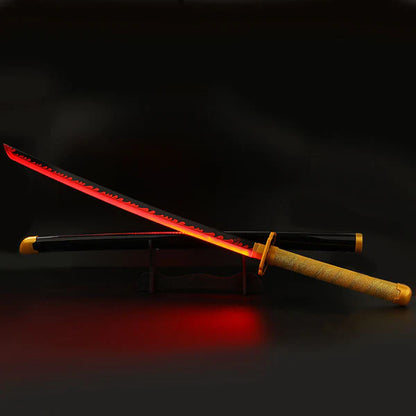One Piece-Yoriichi  **LED** Anime Bamboo Wooden Katana – Red Cosplay Collectible Prop