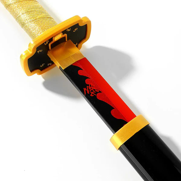 One Piece-Yoriichi  **LED** Anime Bamboo Wooden Katana – Red Cosplay Collectible Prop