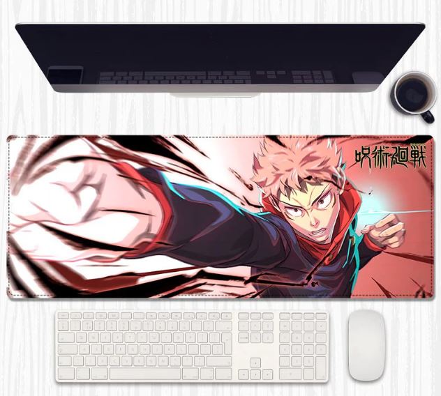 Yuji Strike Desk Mat 80×30 cm – Extended Keyboard & Mouse Pad with Anti‑Slip Rubber and Stitched Edges
