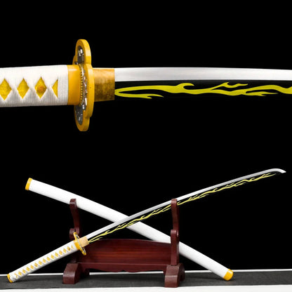 Demon Slayer Zenitsu Inspired 104 cm Wooden Katana Anime Cosplay Prop – Decorative Collectible