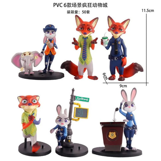 Zootopia City Squad – Set of 6 Nick & Judy Style Animal Figures