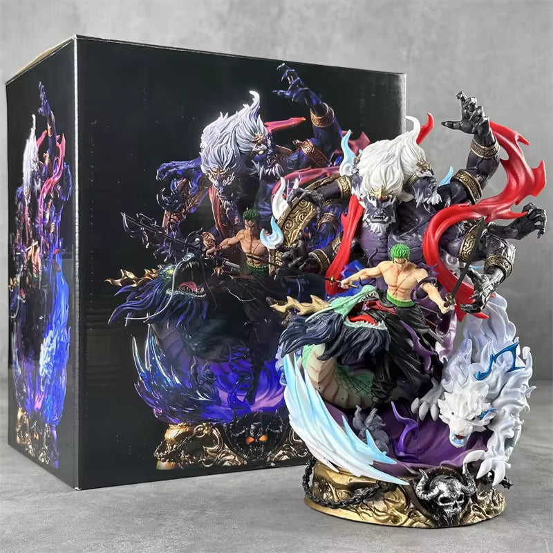 One Piece Zoro vs Enma Oni Demon 22 cm Deluxe Collectible Statue with Elemental Dragons.