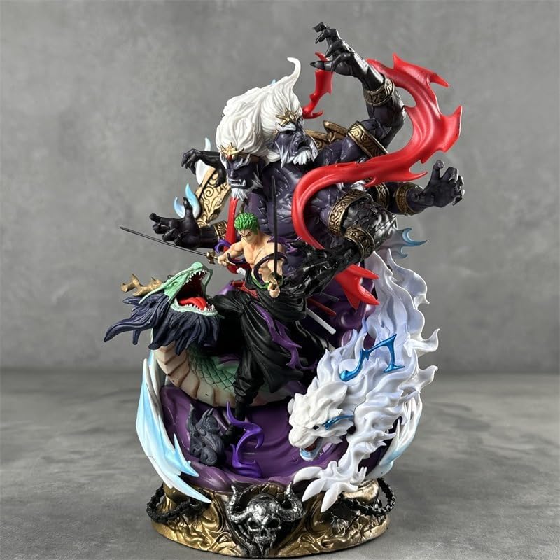 One Piece Zoro vs Enma Oni Demon 22 cm Deluxe Collectible Statue with Elemental Dragons.