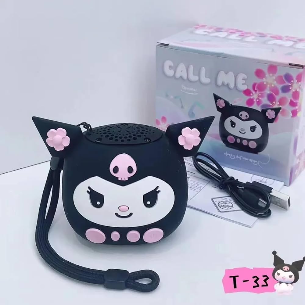 Kuromi Cartoon Bluetooth Speaker – Cute Portable Mini Speaker (Pink & Black)