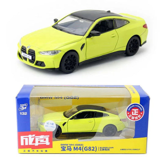 1:32 Scale BMW M4 G82 Coupe Diecast Model – Sao Paulo Yellow with Black Roof