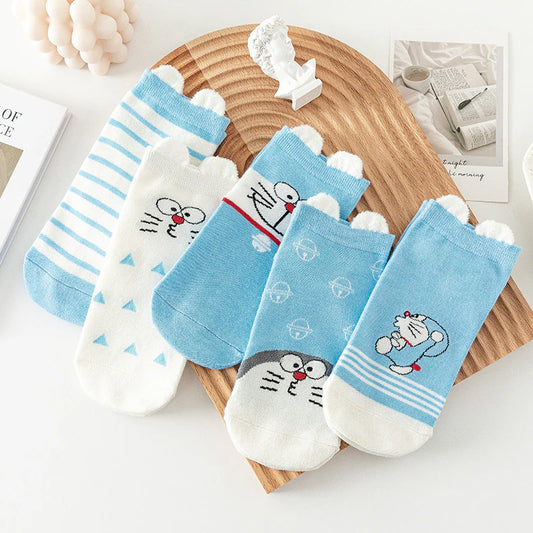 Doraemon Cartoon Ankle Socks Set (Pack of 5)