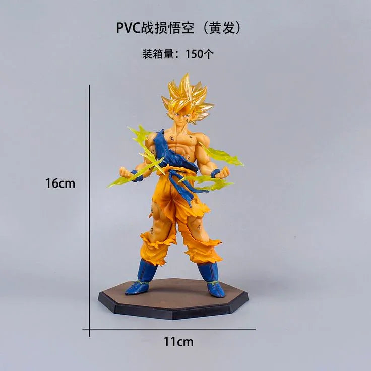 16cm Dragon Ball Z Goku action figure with yellow hair, battle suit, and energy effects
