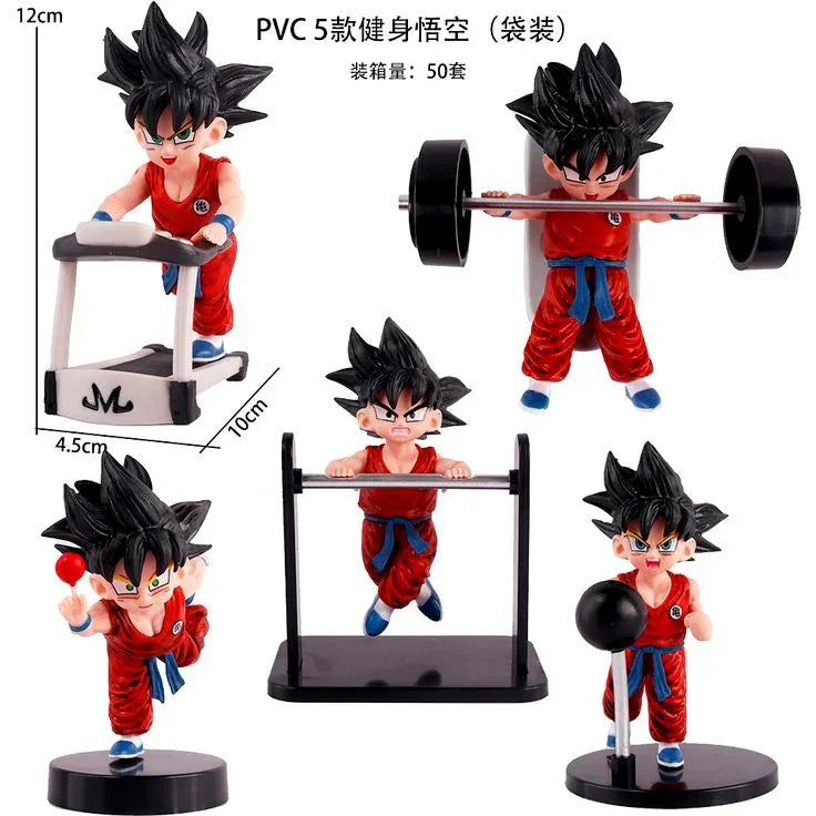 Dragon Ball Z Goku gym action figure set of 5, PVC miniatures in workout poses