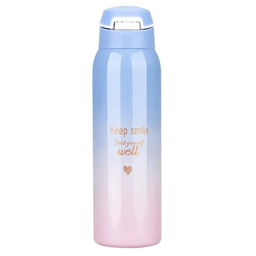 Happy Time Insulated Steel Water Bottle – 750 ML Pastel Gradient Bottle