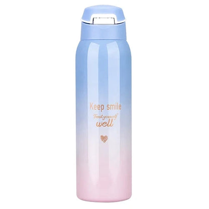 Happy Time Insulated Steel Water Bottle – 750 ML Pastel Gradient Bottle