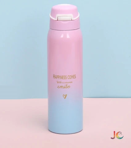 Happy Time Insulated Steel Water Bottle – 750 ML Pastel Gradient Bottle
